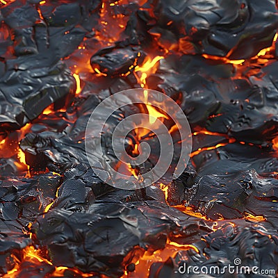 Repeating Pattern of Lava Rock Floor Suitable for Unreal Engine or Game Design Stock Photo