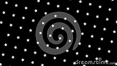 Repeating pattern of rotating stars on black background. Animation. Rapport or ornament of simple rotating stars on Stock Photo