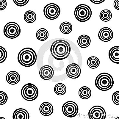 Repeating round geometric shapes. Seamless pattern drawn by hand. Sketch, doodle. Vector Illustration