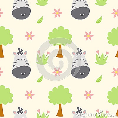 repeating seamless patterns of zebra heads Vector Illustration