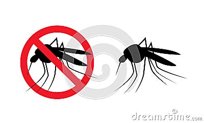 Repellent mosquito stop aim sign icon. Malaria pest insect anti mosquito warning symbol Vector Illustration