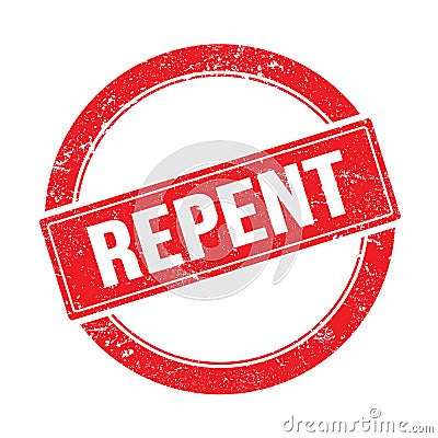 REPENT text on red grungy round stamp Stock Photo