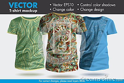 Replace Design, Change Colors Mock-up Mockup Tee Template Pattern Vector Illustration