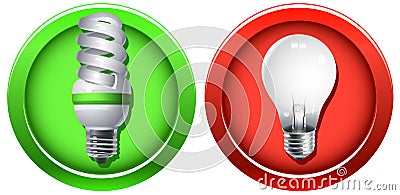 Replacement Of Outdated Incandescent Bulbs Vector Illustration