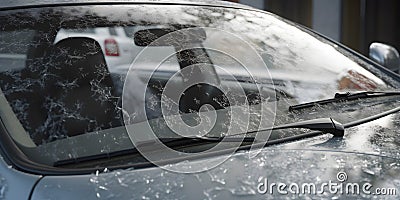 Replacing a damaged windshield with a new one using a suc one generative AI Stock Photo
