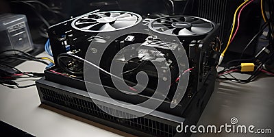 Replacing a failing power supply fan dynamic lightning ci generative AI Stock Photo