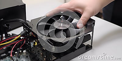 Replacing a failing power supply fan dynamic lightning ci one generative AI Stock Photo