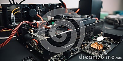 Replacing a failing power supply fan dynamic lightning ci two generative AI Stock Photo