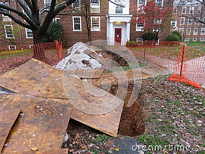 Replacing the Main Water Pipe Stock Photo