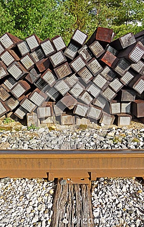 Replacing railroad ties Stock Photo