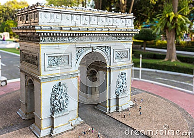 Replica Arc De Triomphe in Mini Siam park Editorial Stock Photo