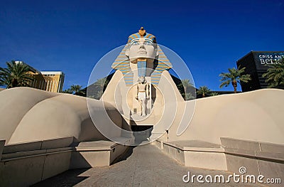 Replica of Great Sphinx of Giza, Luxor hotel and casino in Las V Editorial Stock Photo