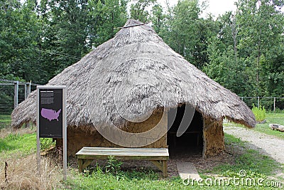 Replica of Hopewell structures outside the Fort Ancient Museum Park Editorial Stock Photo