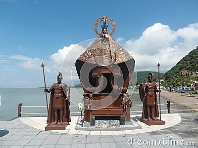 Replica of the image of the Virgin of our Lady of Zapopan on the MalecÃ³n in Chapala Editorial Stock Photo