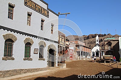 Replica of an old American western town. Editorial Stock Photo