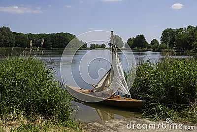 replica of old sailing boat from 1916 Stock Photo