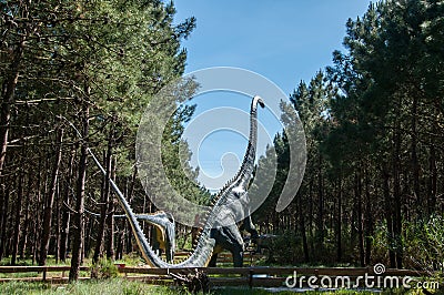 Replica of one very big dinosaur in Dino Park, Portugal, in real size Editorial Stock Photo
