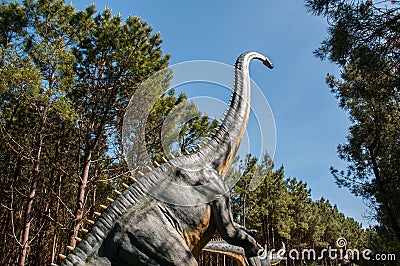 Replica of one very big dinosaur in Dino Park, Portugal, in real size Editorial Stock Photo