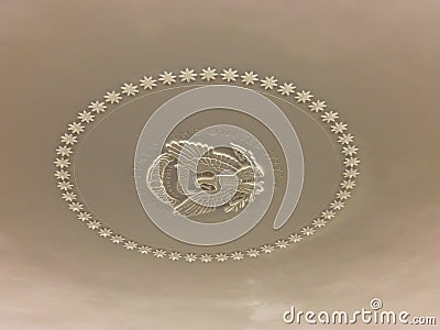 Replica of the plaster ceiling medallion installed in the Oval Office. Editorial Stock Photo