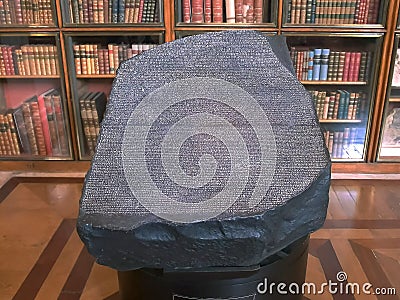 Replica of the rosetta stone in the british museum Editorial Stock Photo