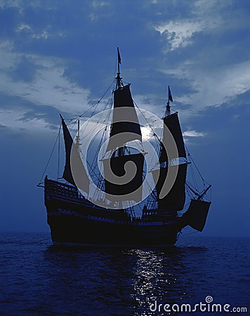 Replica of the ship Mayflower II Stock Photo