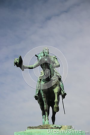 Replica of statue of King Willem II on the buitenhof in city Center of The Hauge, the original is in Tilburg Stock Photo