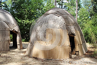 Replicas of traditional native American houses Stock Photo