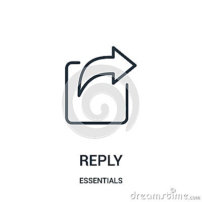 reply icon vector from essentials collection. Thin line reply outline icon vector illustration. Linear symbol for use on web and Vector Illustration