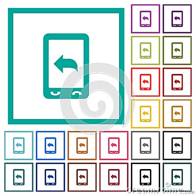 Reply to mobile message flat color icons with quadrant frames Stock Photo