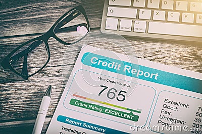 Report credit score banking borrowing application risk form Stock Photo