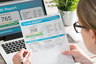 Report credit score banking borrowing application risk form Stock Photo