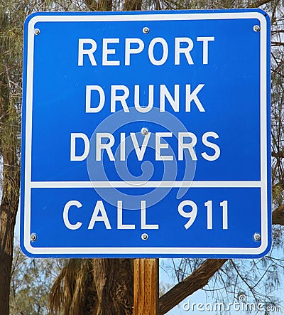 Report Drunk Drivers Sign Stock Photo