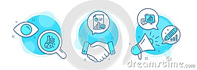 Report, Edit statistics and Chemistry lab icons set. Graph chart sign. Vector Vector Illustration