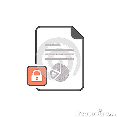 Report icon with padlock sign. Report icon and security, protection, privacy symbol Vector Illustration