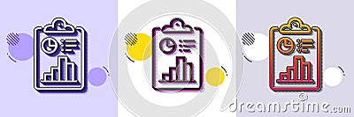 Report line icon. Accounting clipboard document sign. Halftone dotted pattern. Vector Vector Illustration