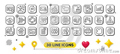Report, Magic wand and Project deadline line icons pack. For web app. 3d design elements. Vector Vector Illustration