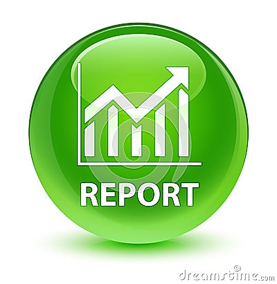 Report (statistics icon) glassy green round button Cartoon Illustration