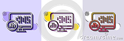 Report statistics line icon. Column graph sign. Halftone dotted pattern. Vector Vector Illustration