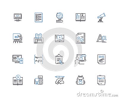 Report-summary line icons collection. Analysis, Digest, Highlights, Overview, Recap, Briefing, Condensation vector and Vector Illustration
