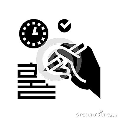 report writing glyph icon vector illustration sign Cartoon Illustration