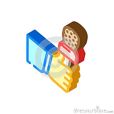 reporter news media isometric icon vector illustration Cartoon Illustration