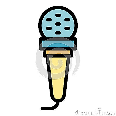 Reporter street microphone stream icon color outline vector Stock Photo