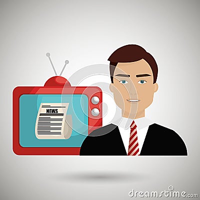 reporter tv news Cartoon Illustration