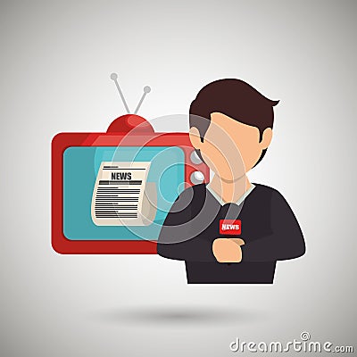 reporter tv news microphone Cartoon Illustration