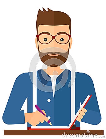 Reporter with writing-pad Vector Illustration