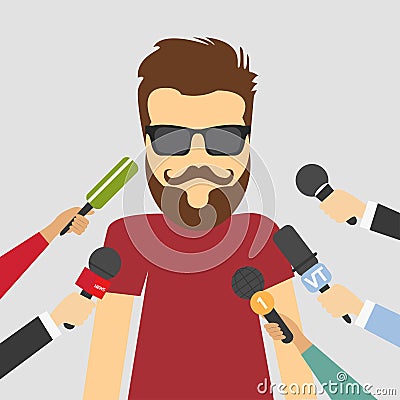 Reporters in live breaking Vector Illustration