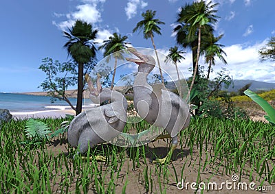Dodos Lovesong, 3D Illustration Stock Photo