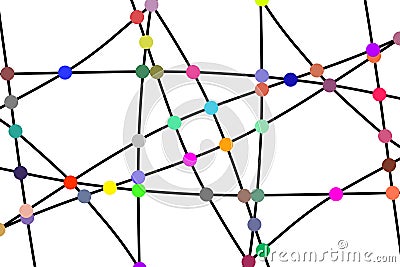 Representation drawing of intersection nodes in the network environment, colorful knots and link diagram Stock Photo