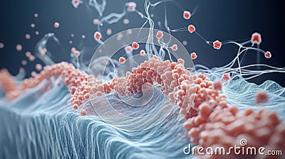 Representation of Synapse Connections in Nervous System with Neural Transmitters Stock Photo