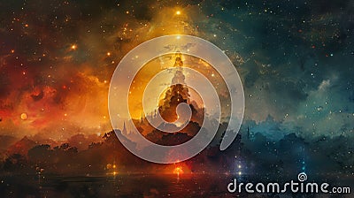 A representation of the universal life force with each layer representing a different aspect of existence Stock Photo